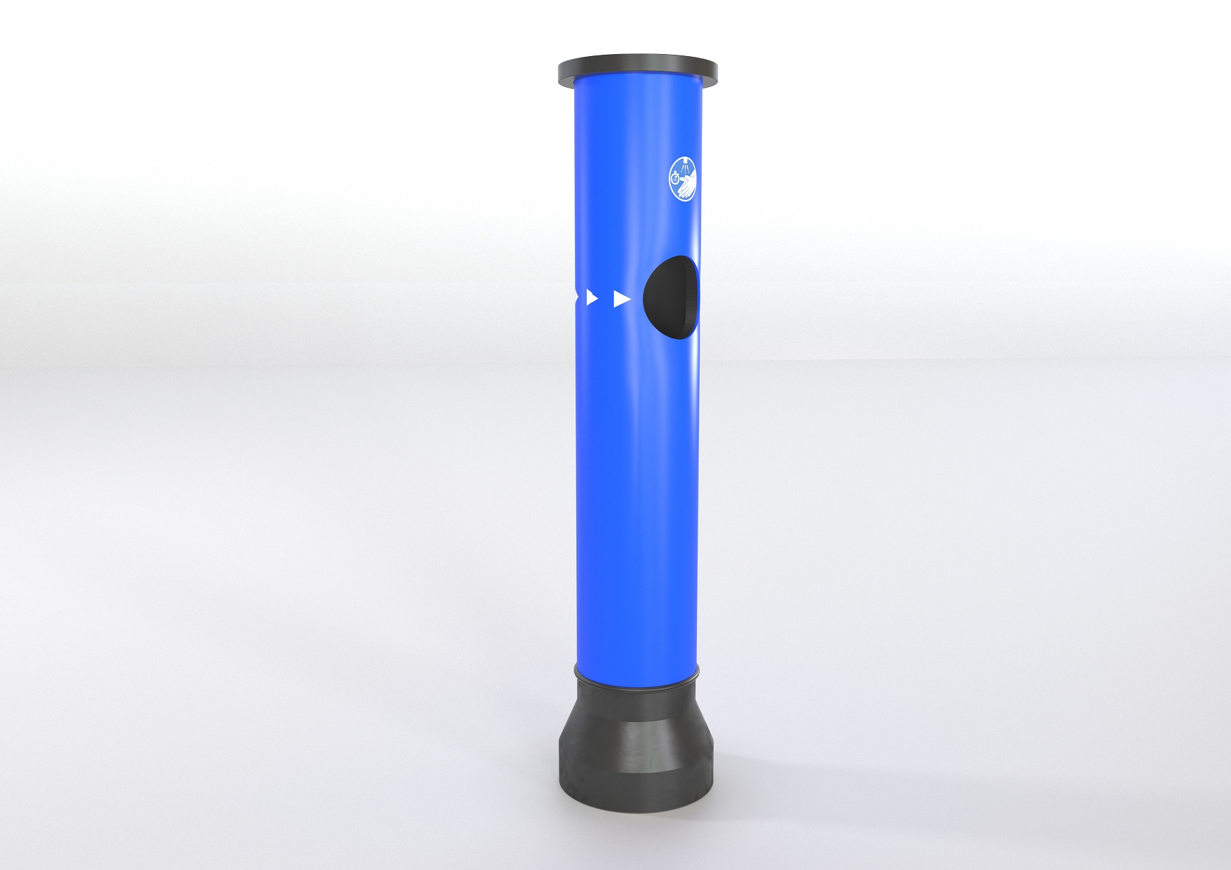 Desinfektionssäule aus PE in Signalblau